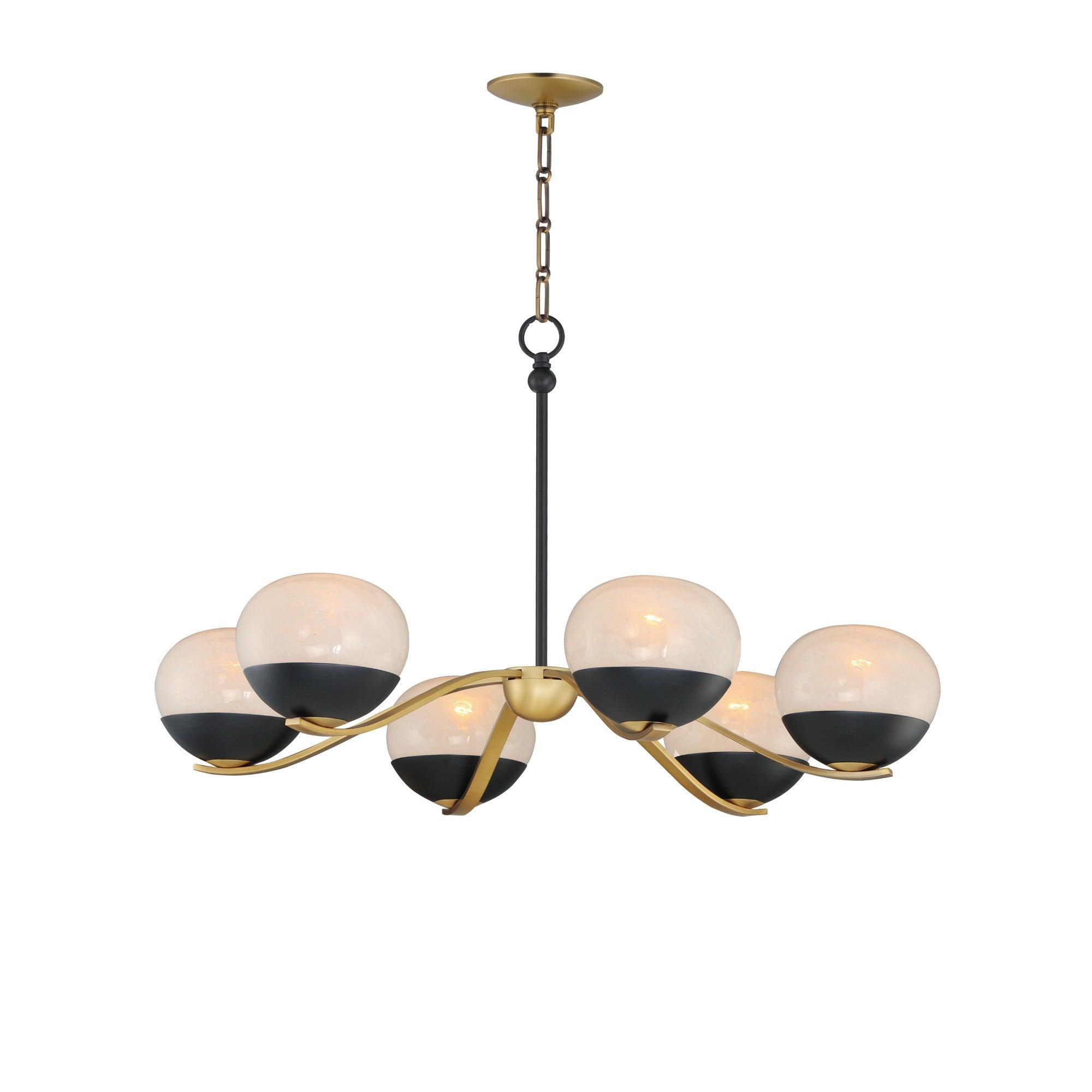 Lucerne 33" 6-Light Chandelier, Black & Natural Aged Brass Finish