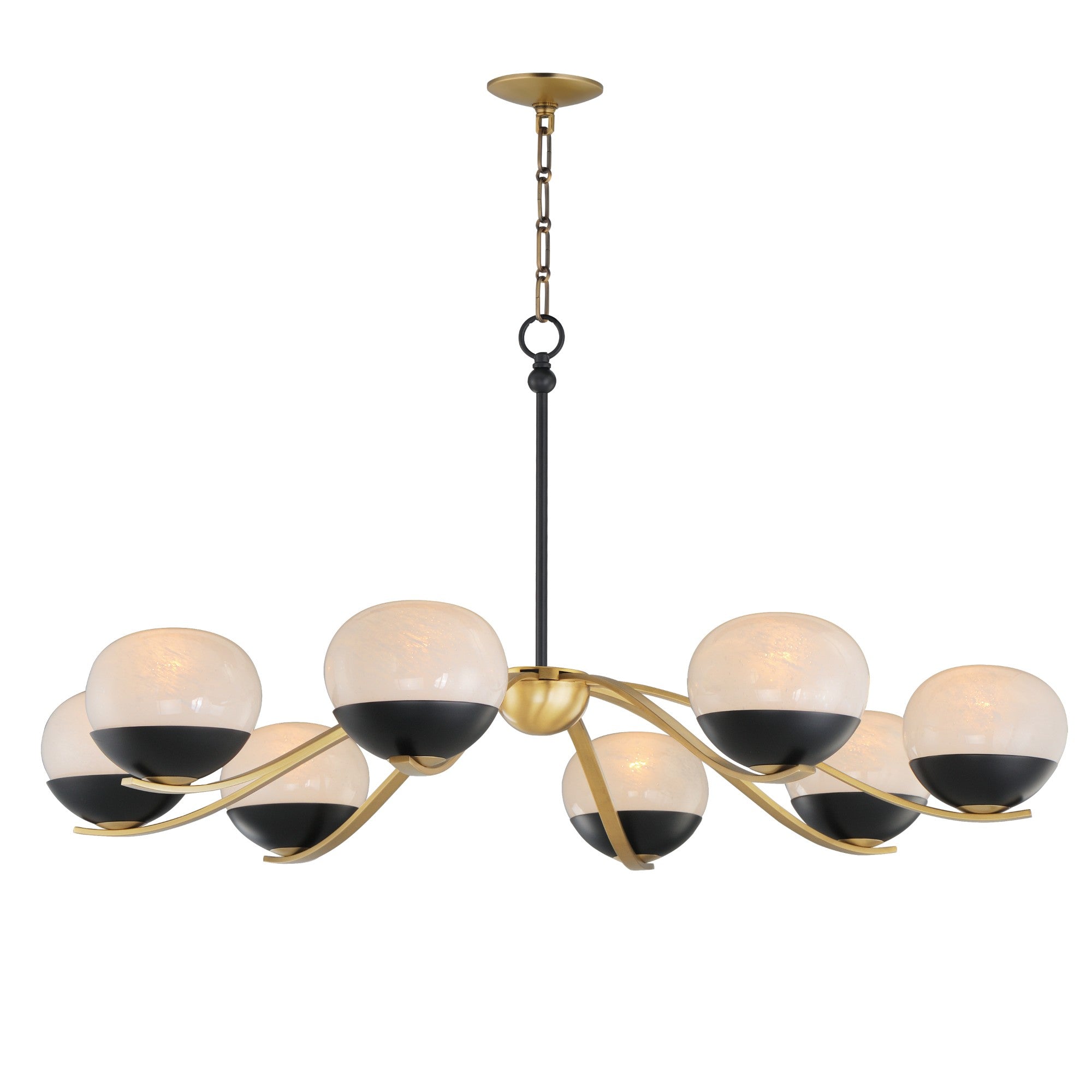 Lucerne 42" 8-Light Chandelier, Black & Natural Aged Brass Finish