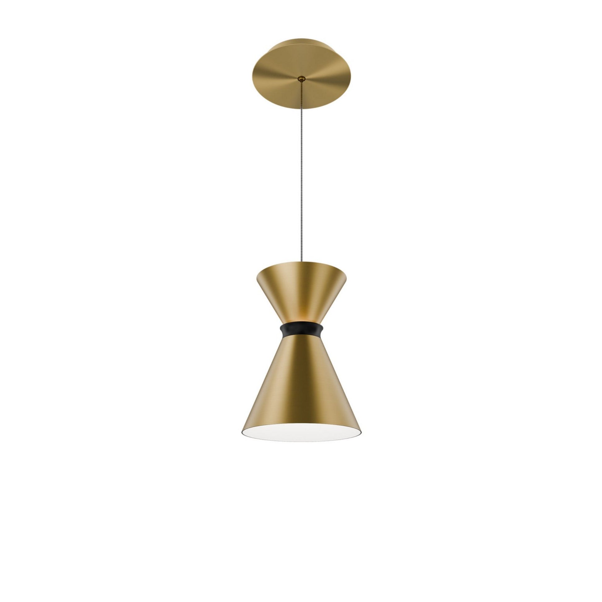 Pin Up 8" LED Pendant, Aged Brass/Black Finish - Bees Lighting