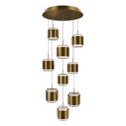 Banded 17" Multi Light LED Chandelier, Aged Brass Finish - Bees Lighting