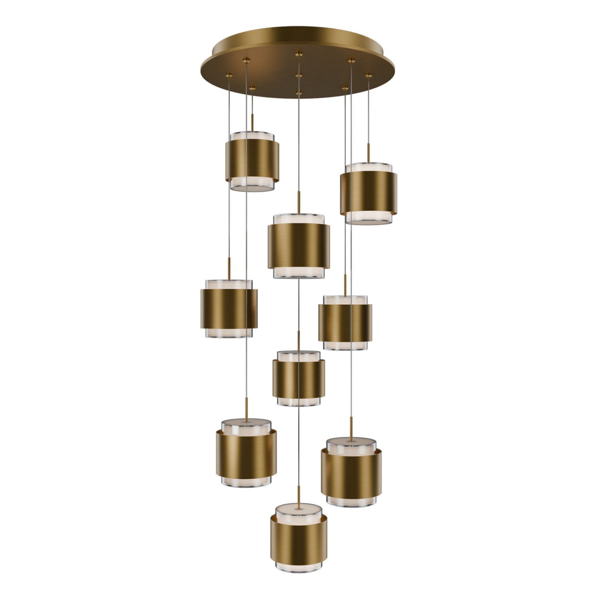 Banded 17" Multi Light LED Chandelier, Aged Brass Finish - Bees Lighting