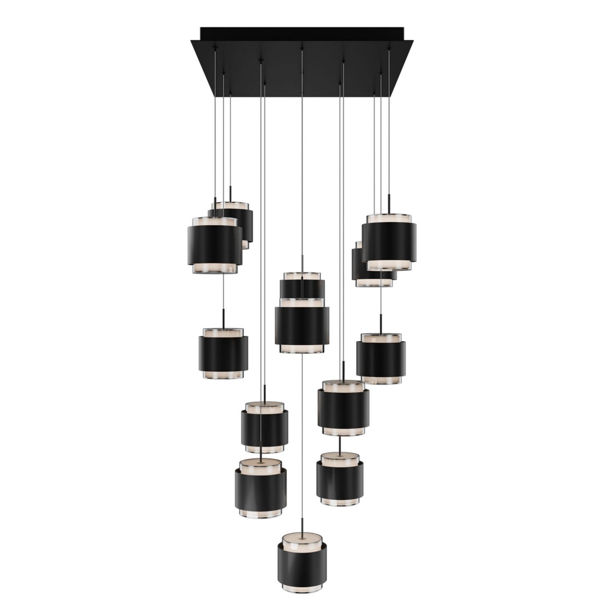 Banded 21" Multi Light LED Chandelier, Black Finish - Bees Lighting