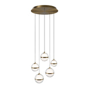 Cyllindra 17" LED Chandelier, 4CCT, Aged Brass Finish - Bees Lighting
