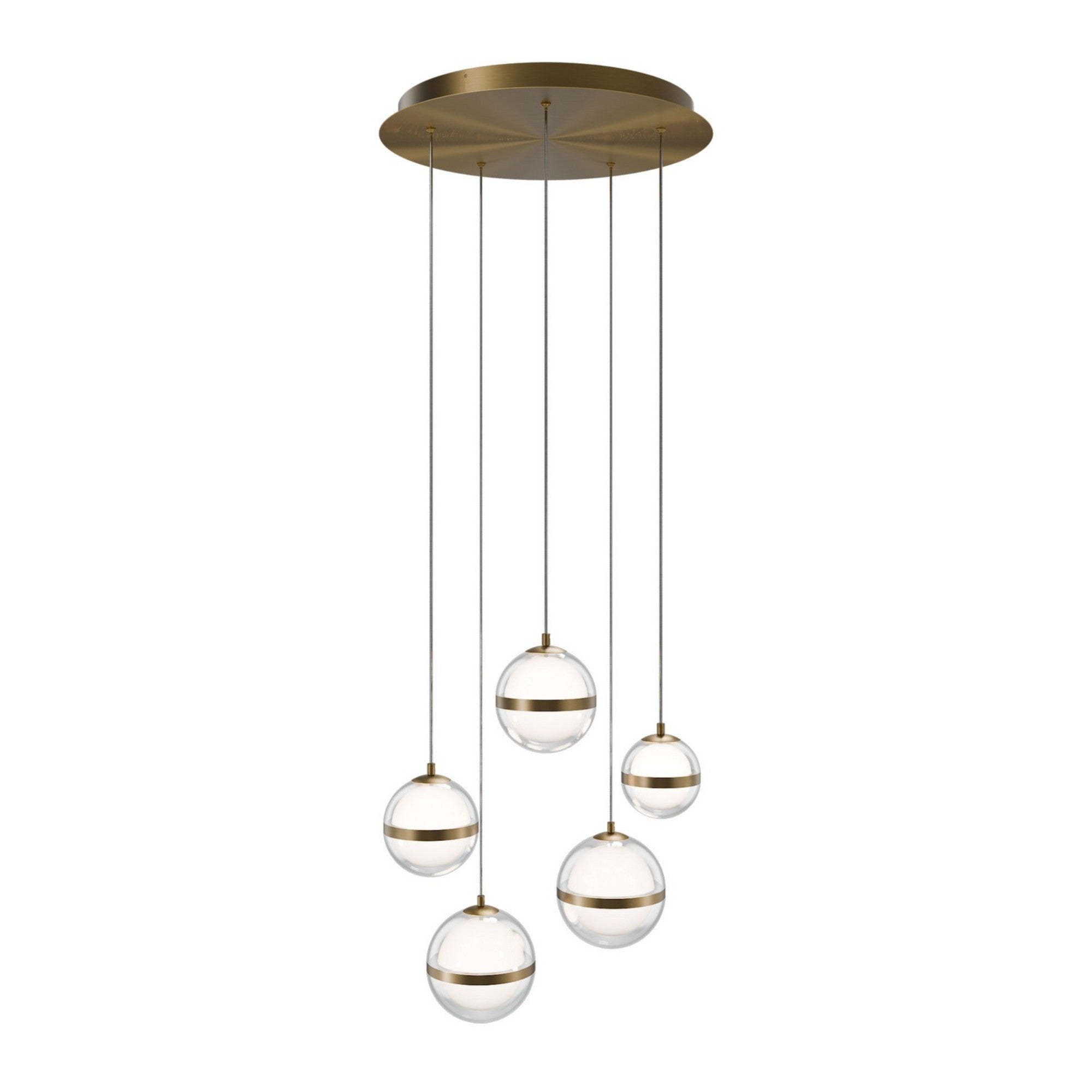 Cyllindra 17" LED Chandelier, 4CCT, Aged Brass Finish - Bees Lighting