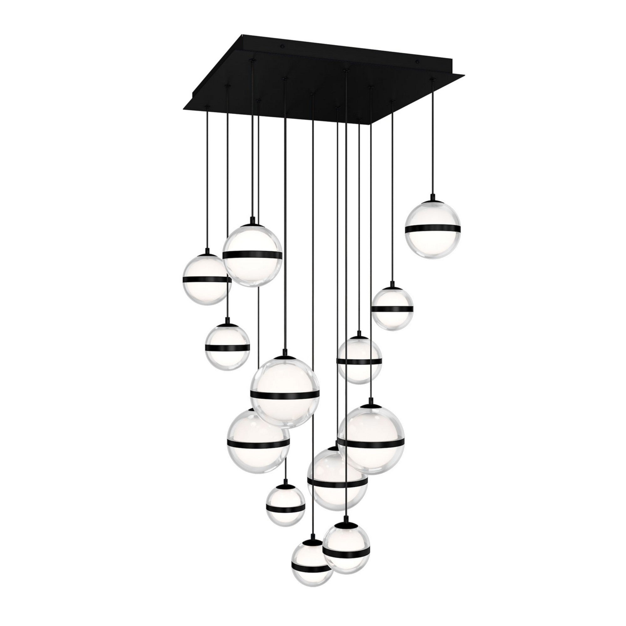 Cyllindra 21" LED Chandelier, 4CCT, Black Chrome Finish - Bees Lighting