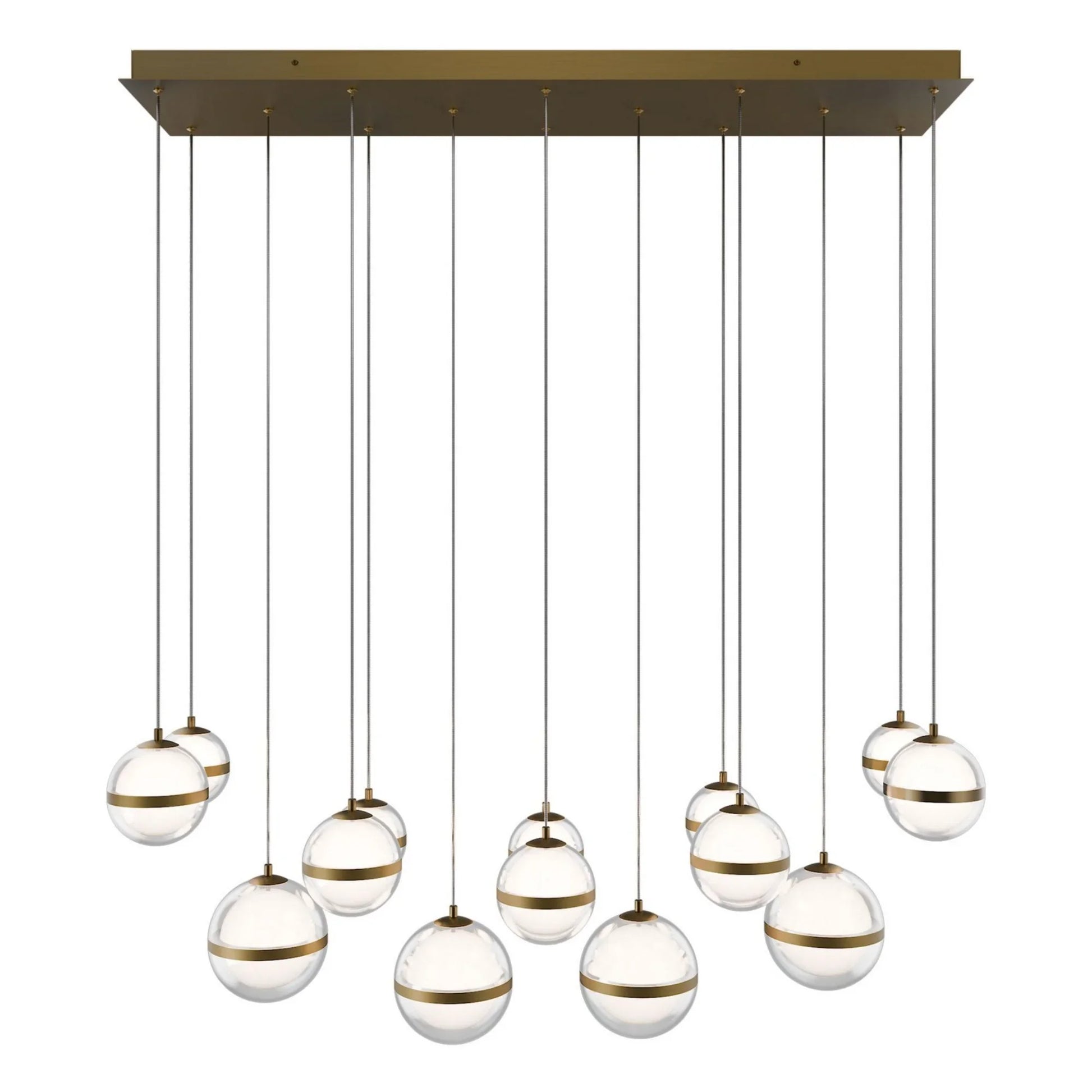 Cyllindra 42" LED Chandelier, 4CCT, Aged Brass Finish - Bees Lighting