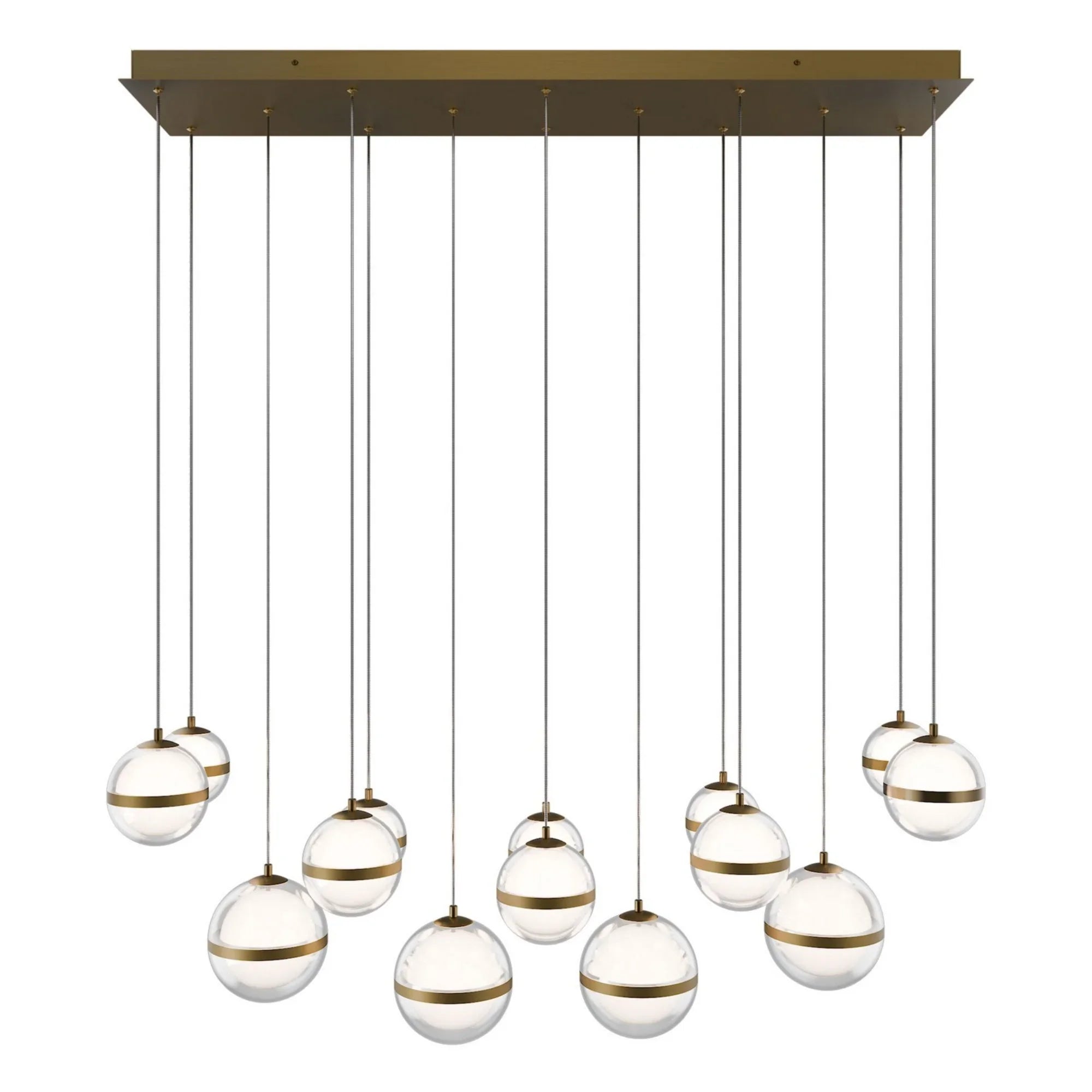 Cyllindra 42" LED Chandelier, 4CCT, Aged Brass Finish - Bees Lighting