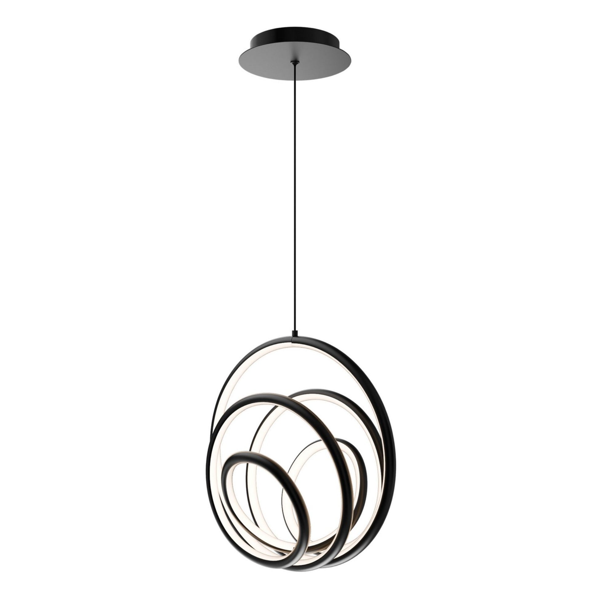Hoopla 13" LED Pendant, 4CCT, Black Finish - Bees Lighting