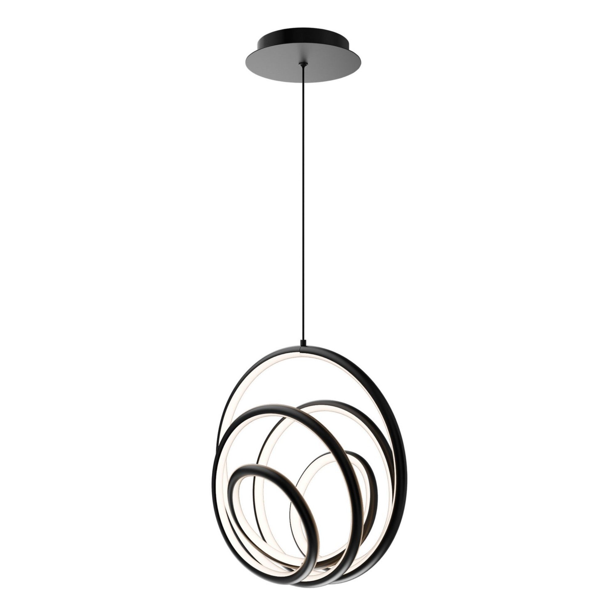 Hoopla 13" LED Pendant, 4CCT, Black Finish - Bees Lighting