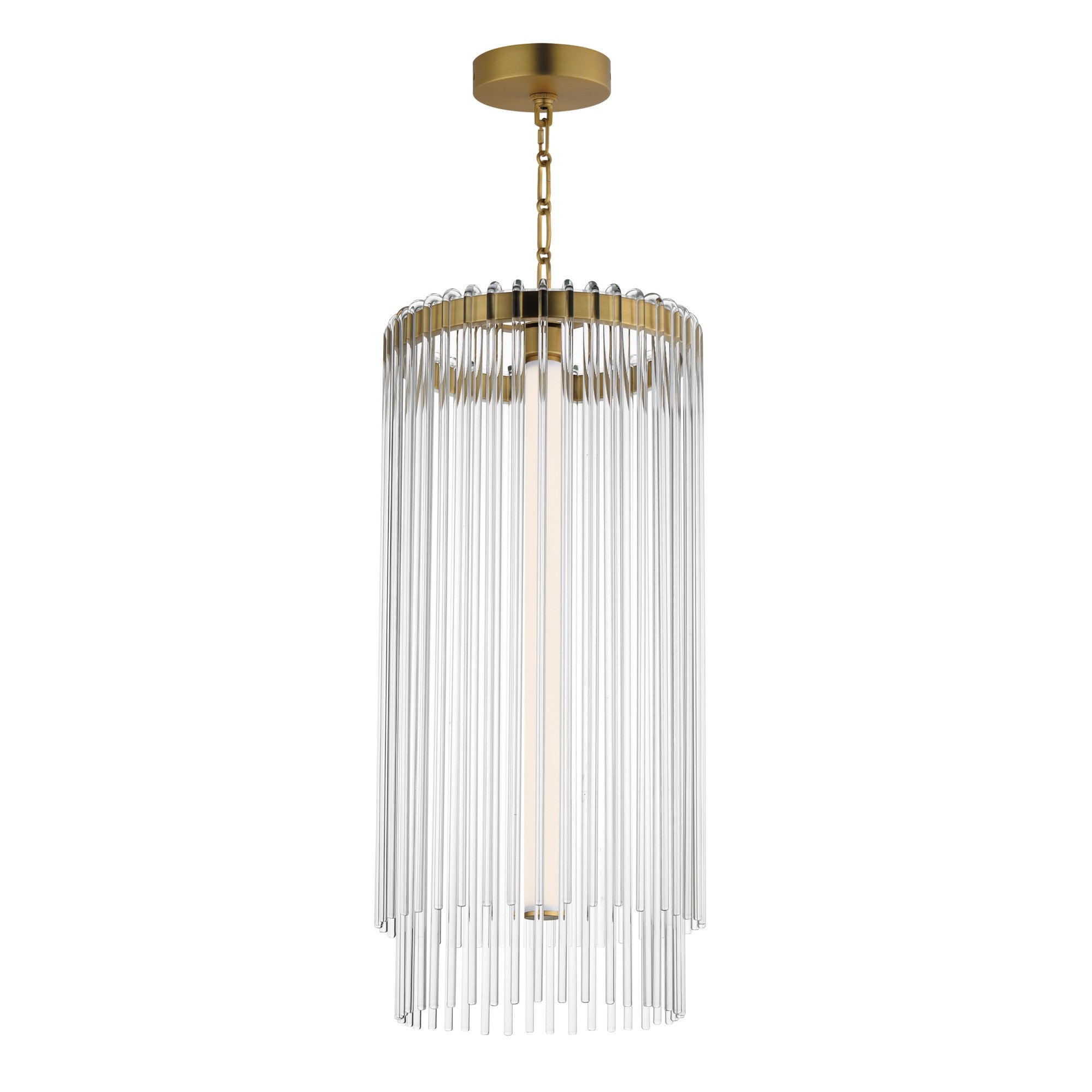 Jolie 30" LED Foyer Pendant, Natural Aged Brass Finish - Bees Lighting