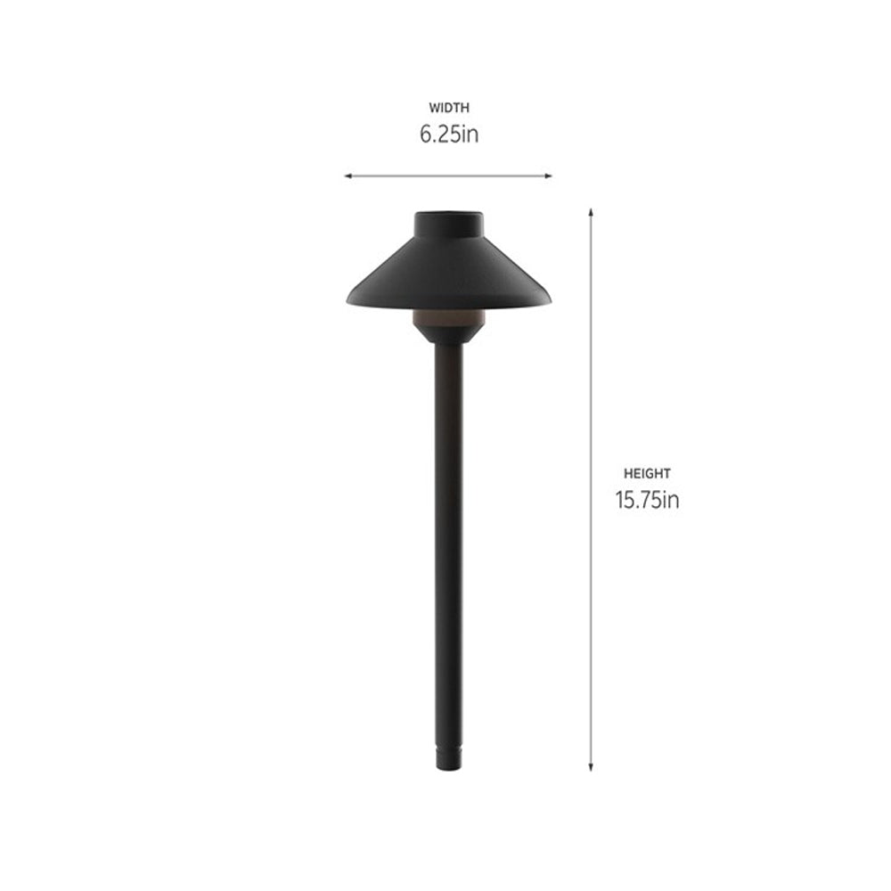 15" Stepped Dome 3000K Path Light, Black Textured - Bees Lighting