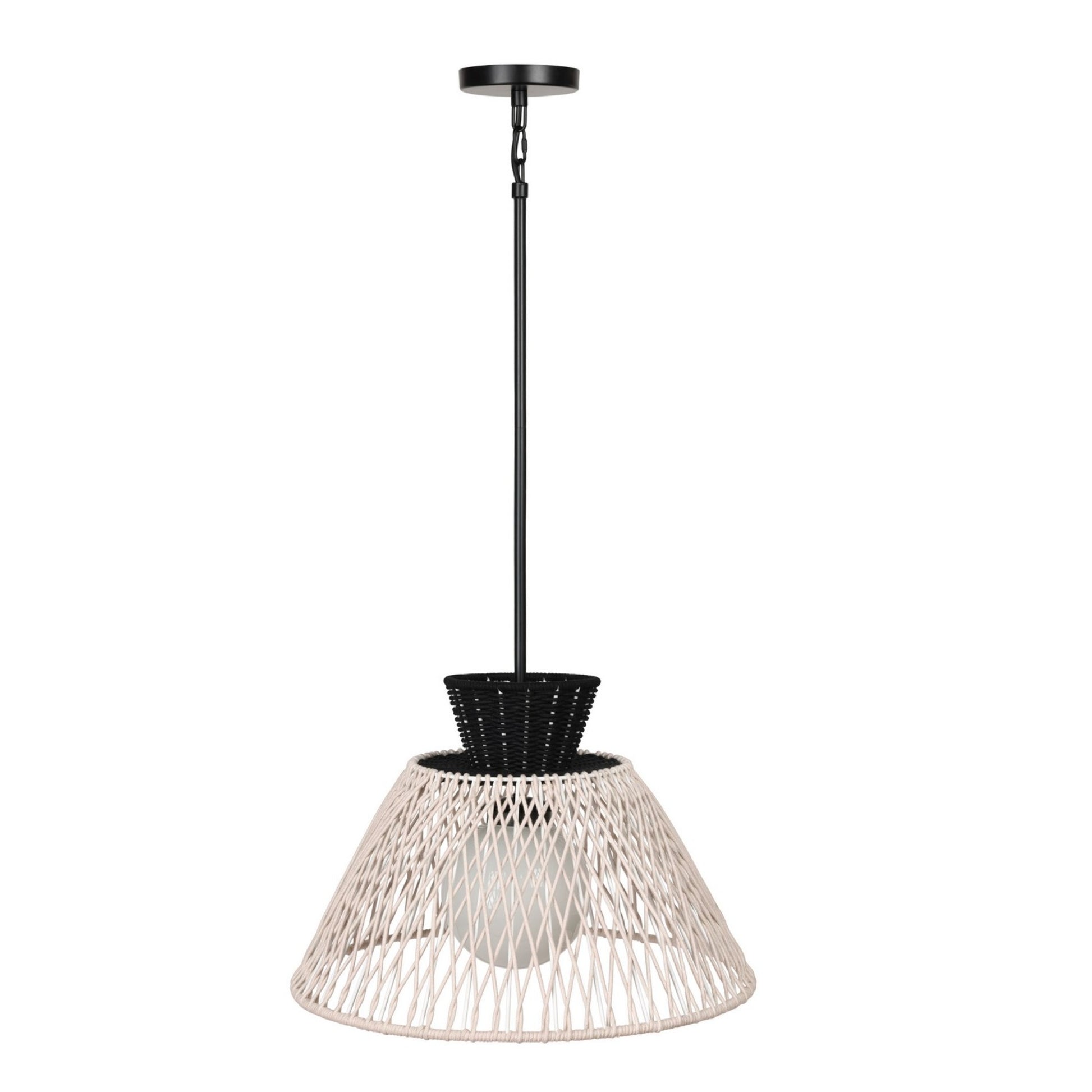 Jelice 24" Outdoor Pendant, Black & Beige PET Weave Finish - Bees Lighting