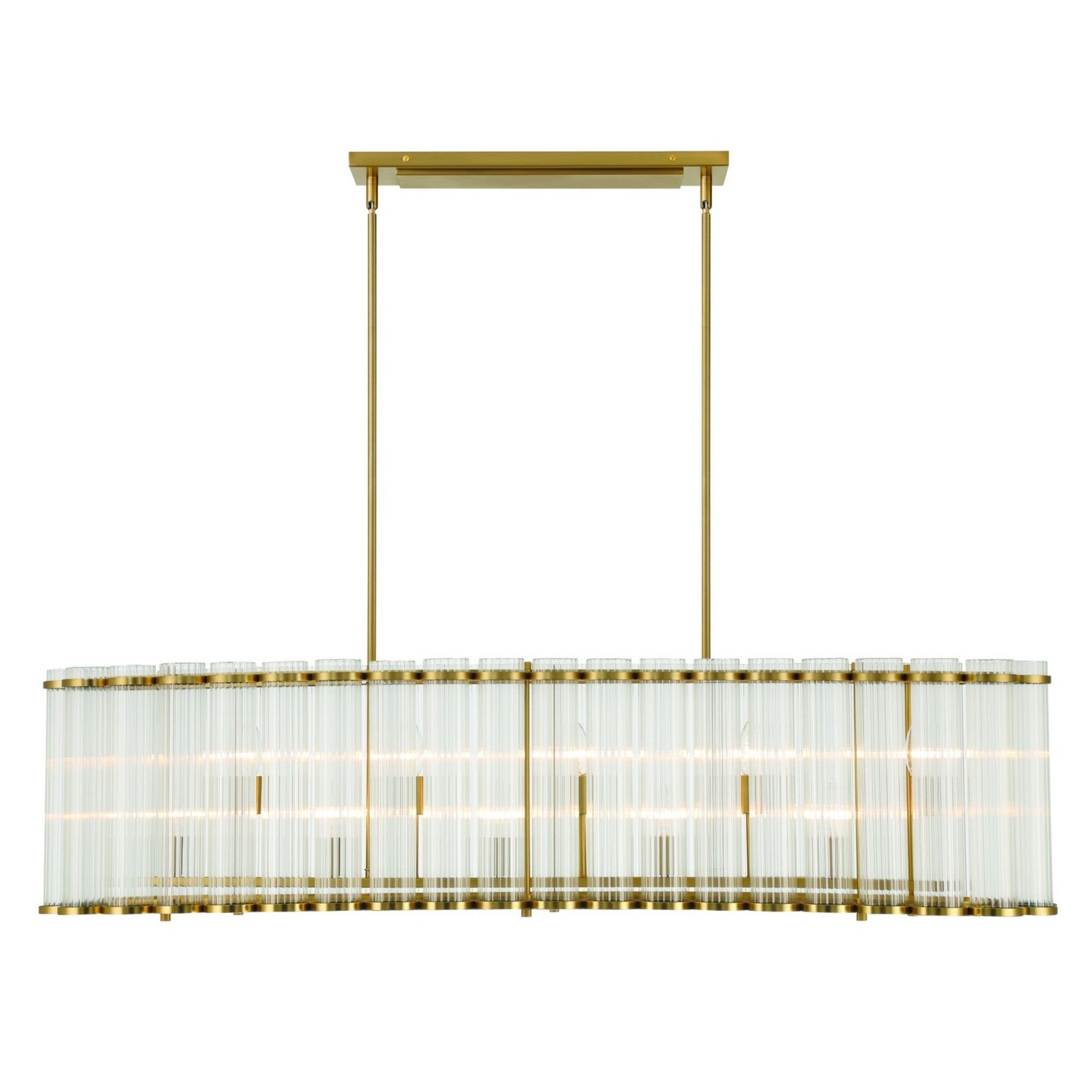 Glasbury 10-Light 52" Linear Chandelier, Gold Finish - Bees Lighting