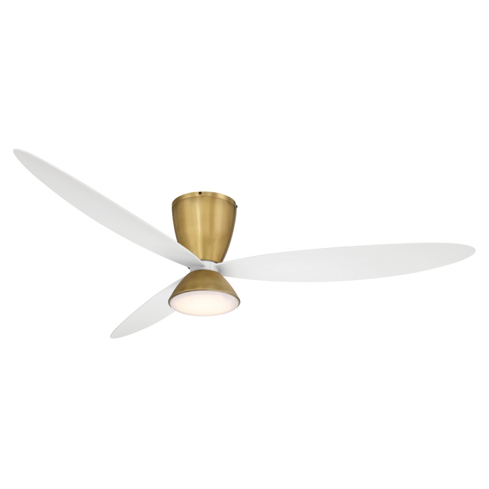 Hourglass 58" LED Smart Flush Mount Ceiling Fan, Brass - Bees Lighting