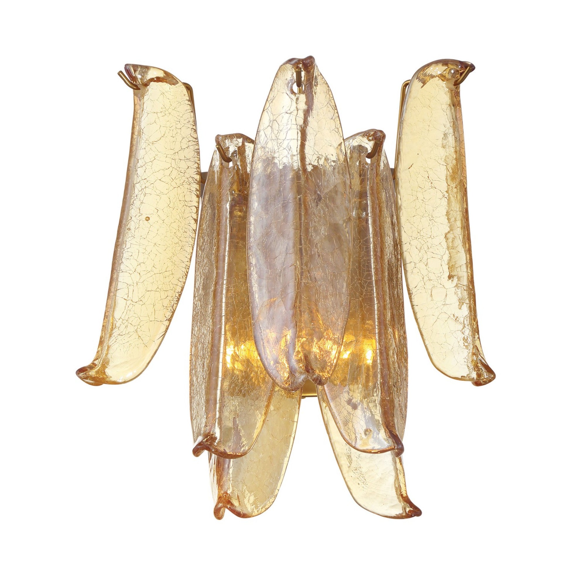 Regent 13" 2-Light Wall Sconce, Legacy Brass with Amber Glass Finish - Bees Lighting
