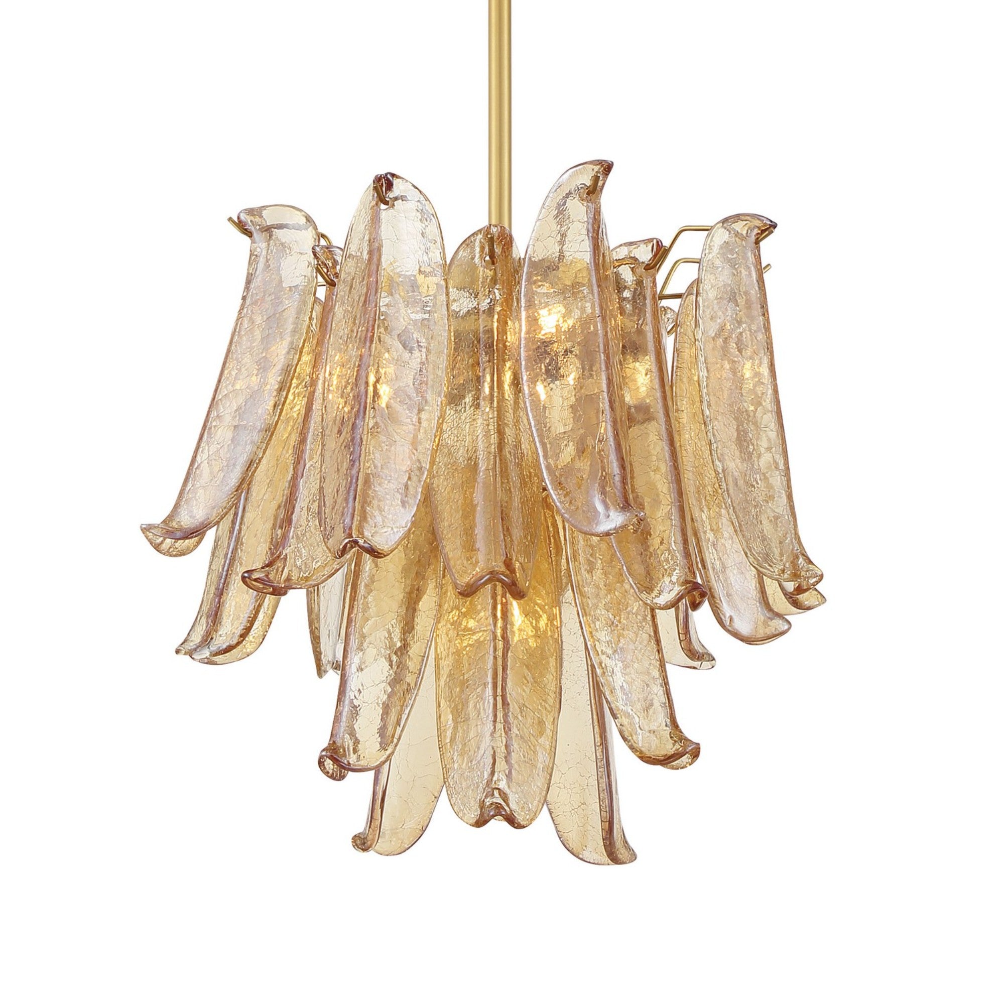 Regent 18" 4-Light Chandelier, Legacy Brass with Amber Glass Finish - Bees Lighting