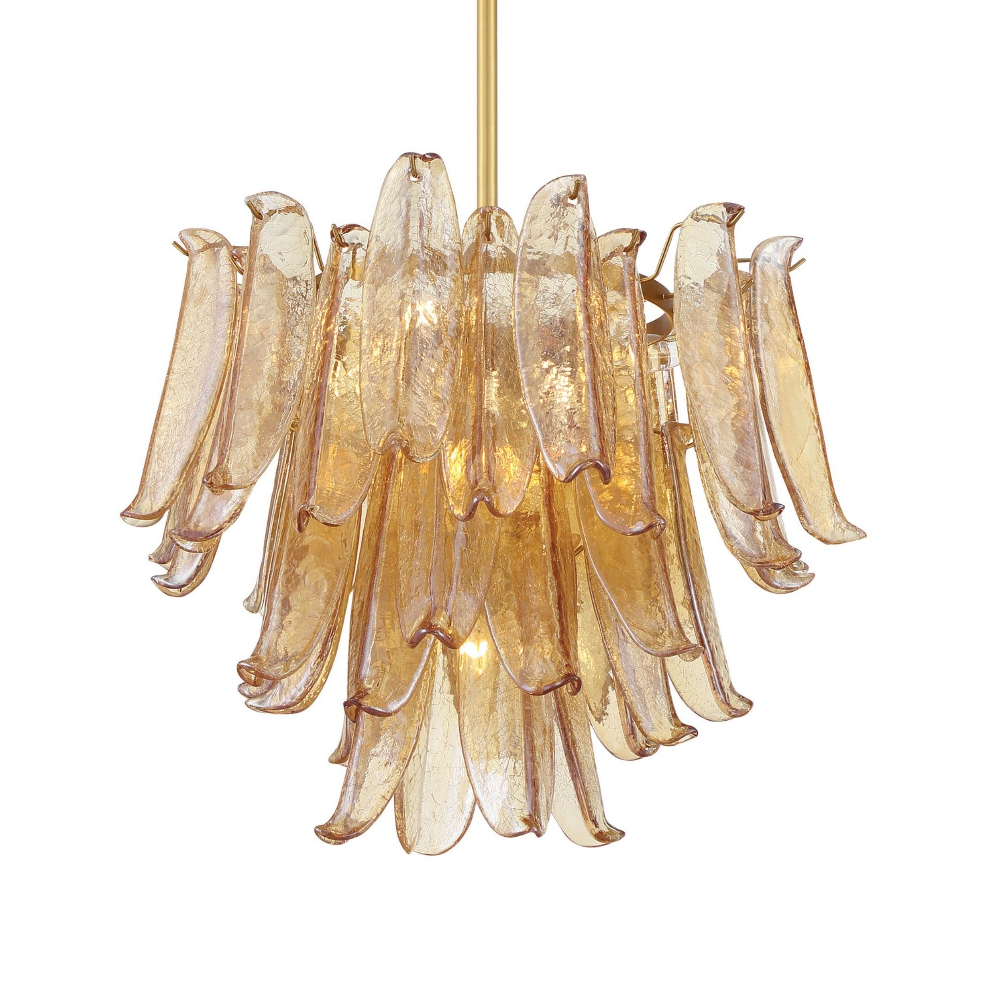 Regent 23" 9-Light Chandelier, Legacy Brass with Amber Glass Finish - Bees Lighting