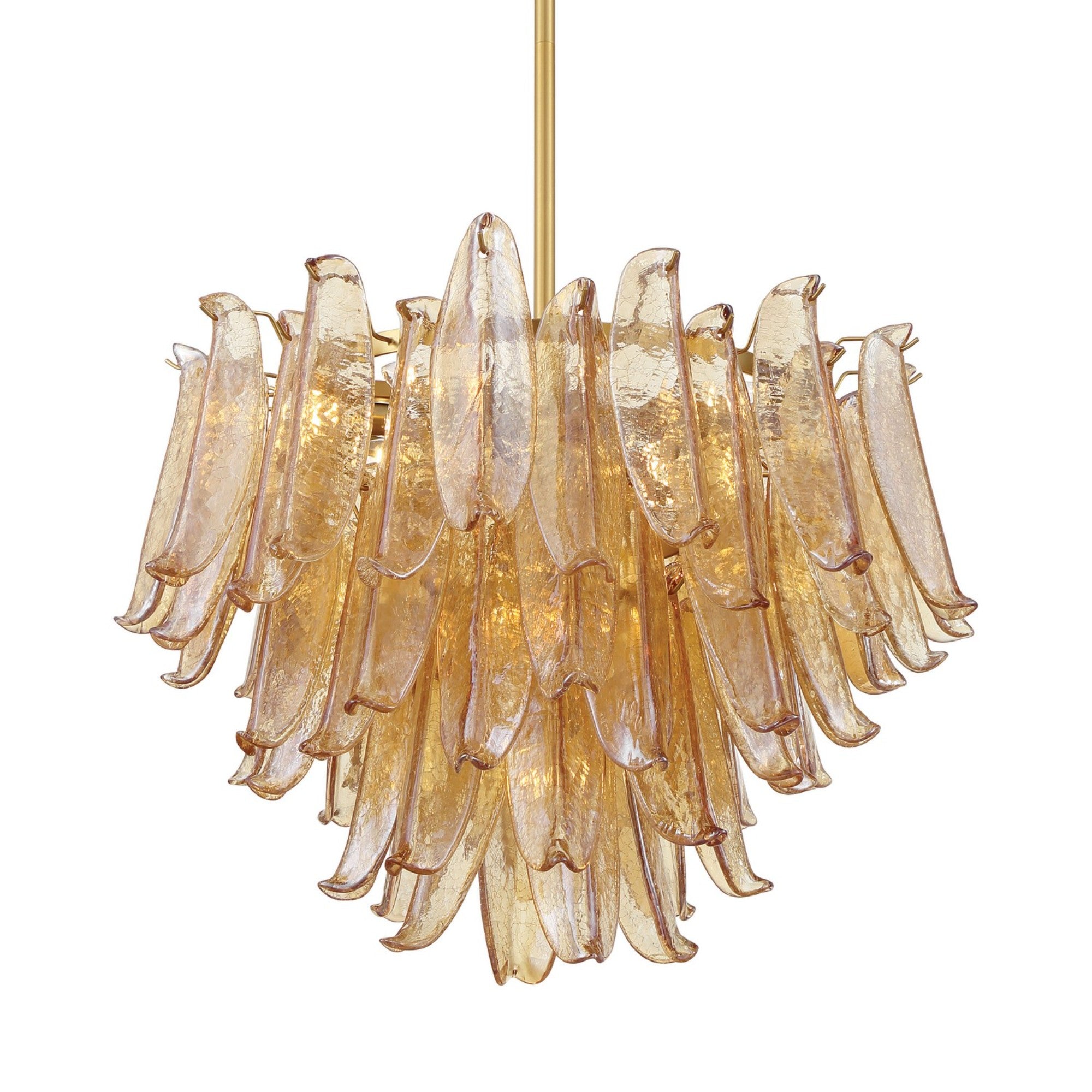 Regent 28" 13-Light Chandelier, Legacy Brass with Amber Glass Finish - Bees Lighting