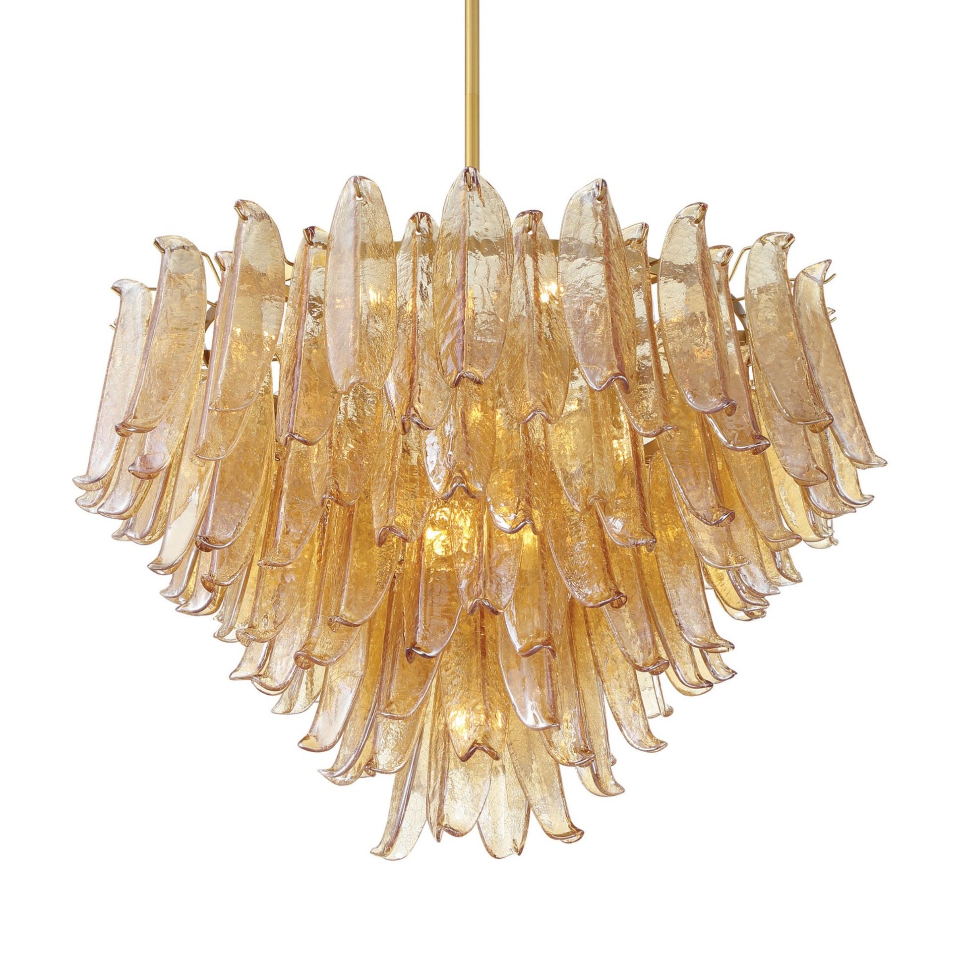 Regent 37" 17-Light Chandelier, Legacy Brass with Amber Glass Finish - Bees Lighting