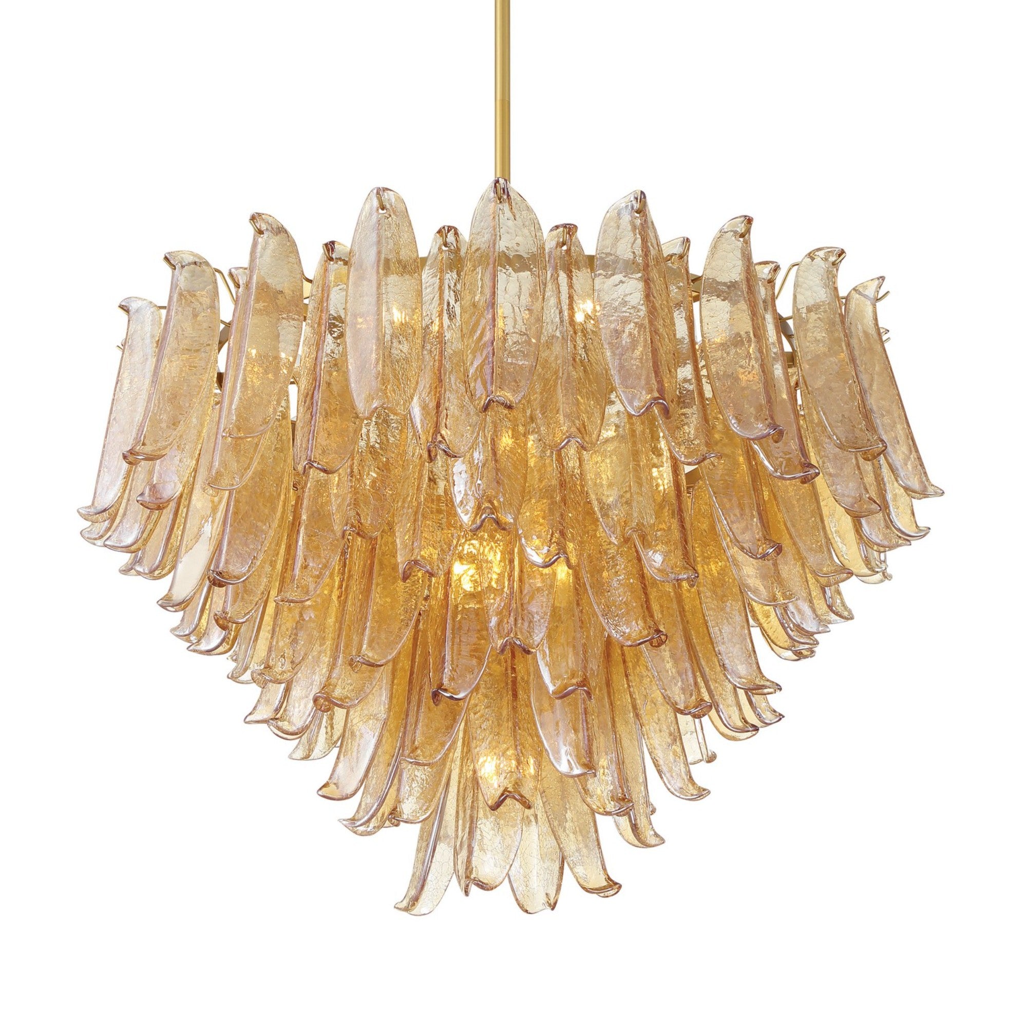 Regent 37" 17-Light Chandelier, Legacy Brass with Amber Glass Finish - Bees Lighting