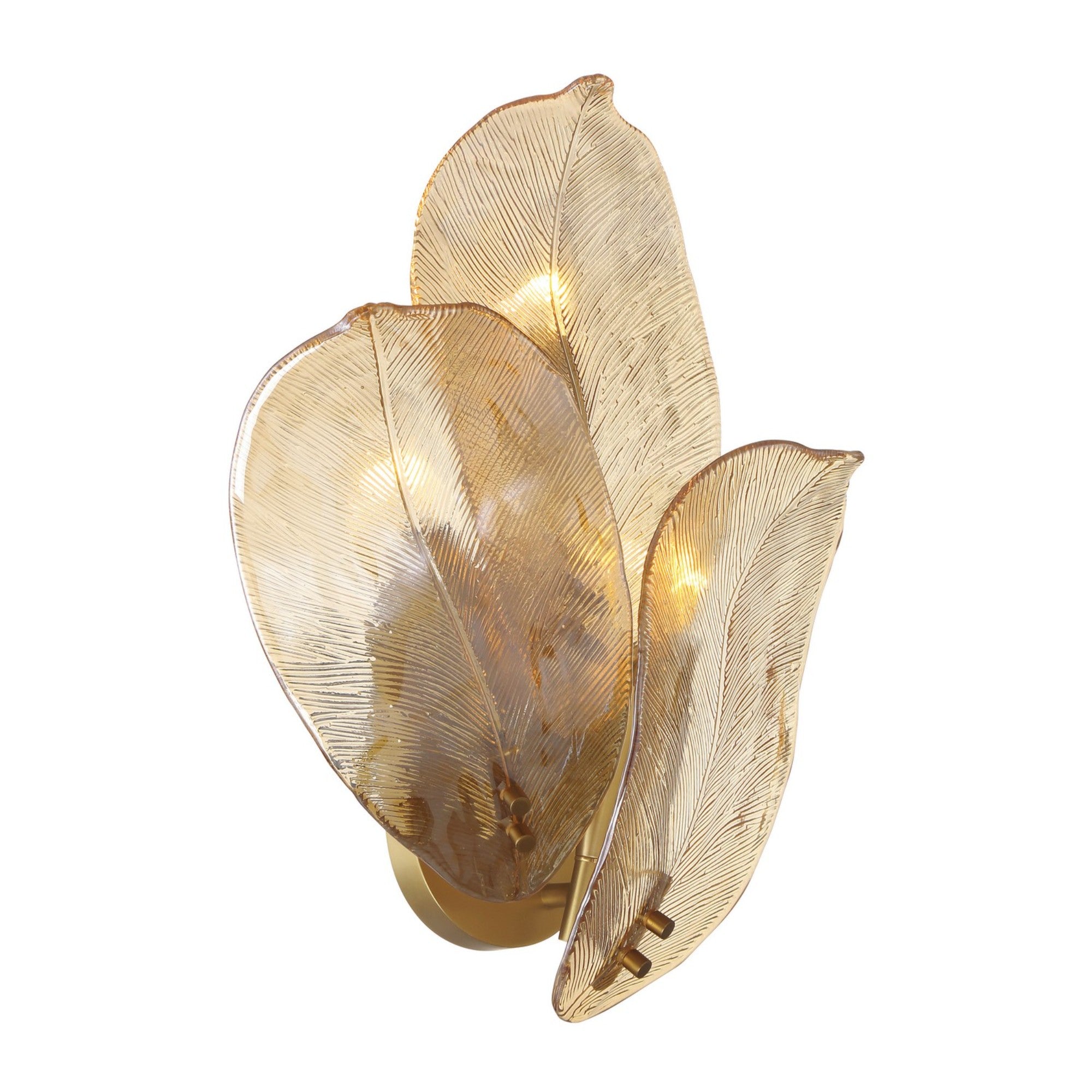 Orchid 18" 3-Light Wall Sconce, Legacy Brass with Amber Glass Finish - Bees Lighting