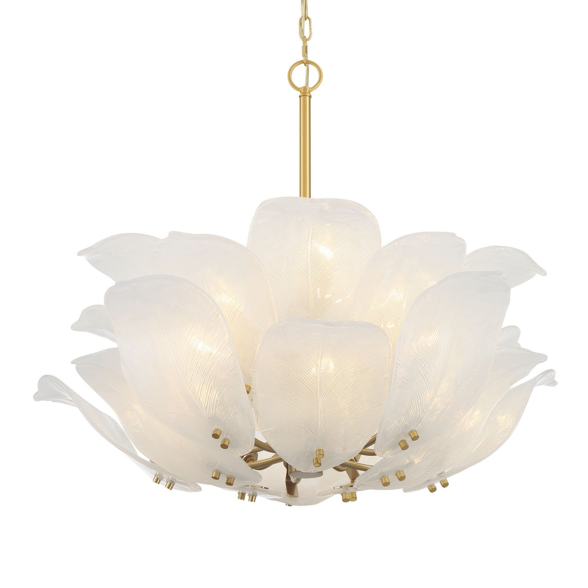 Orchid 29" 10-Light Pendant, Legacy Brass with White Glass Finish - Bees Lighting