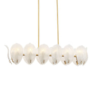 Orchid 48" 14-Light Island Light, Legacy Brass with White Glass Finish - Bees Lighting