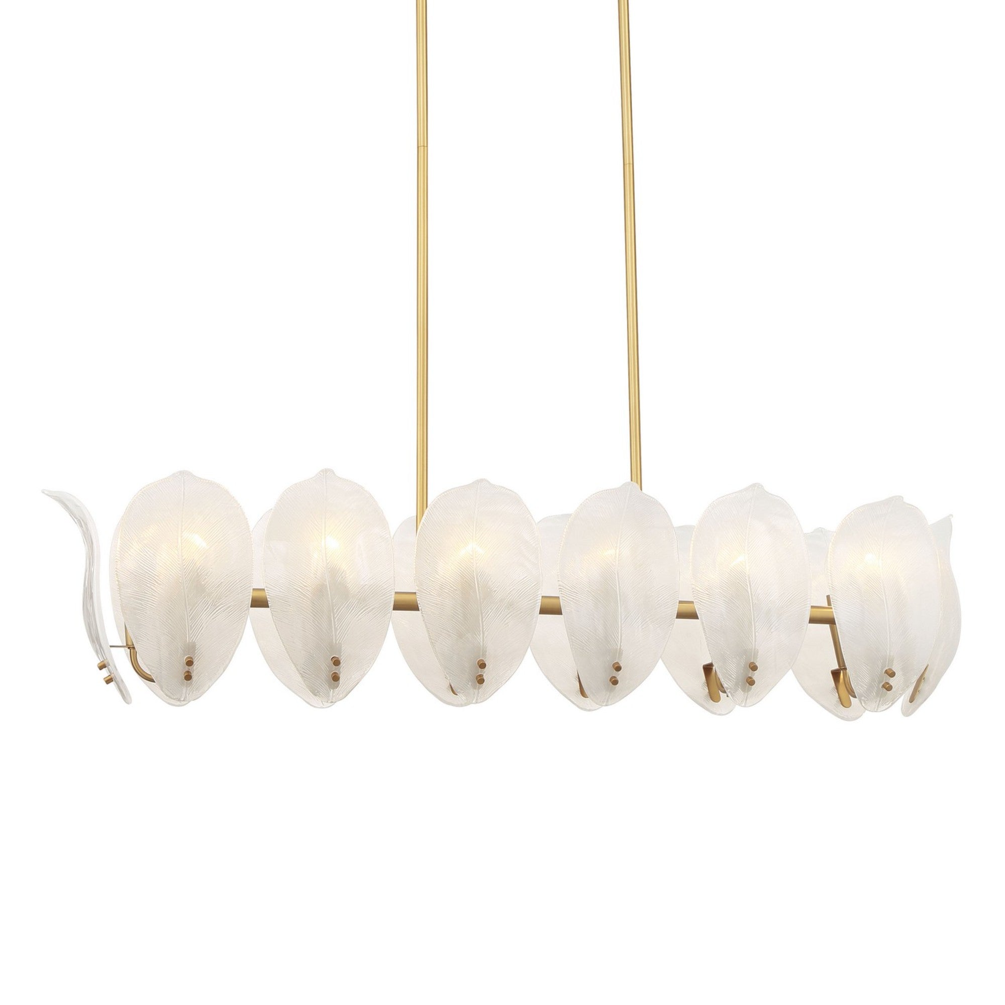 Orchid 48" 14-Light Island Light, Legacy Brass with White Glass Finish - Bees Lighting