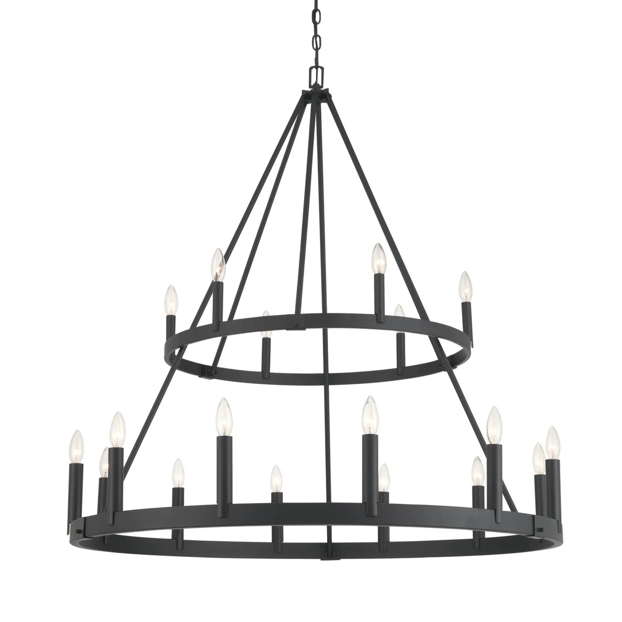 Dutton 44" 18-Light 2-Tier Chandelier, Coal Finish - Bees Lighting