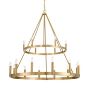 Dutton 44" 18-Light 2-Tier Chandelier, Signature Brass Finish - Bees Lighting