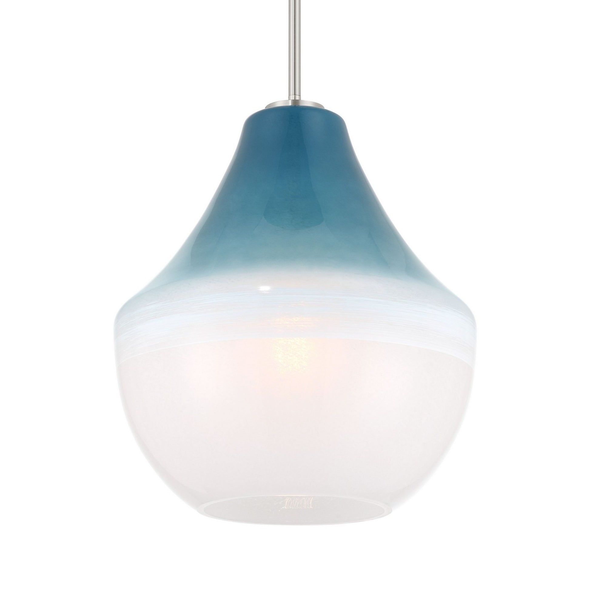 Pacific 17" Pendant, Brushed Nickel Finish with Blue Ombre Glass - Bees Lighting