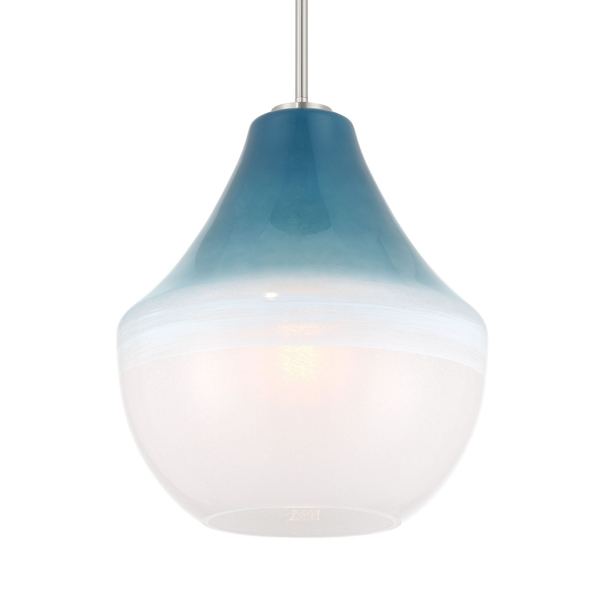Pacific 17" Pendant, Brushed Nickel Finish with Blue Ombre Glass - Bees Lighting