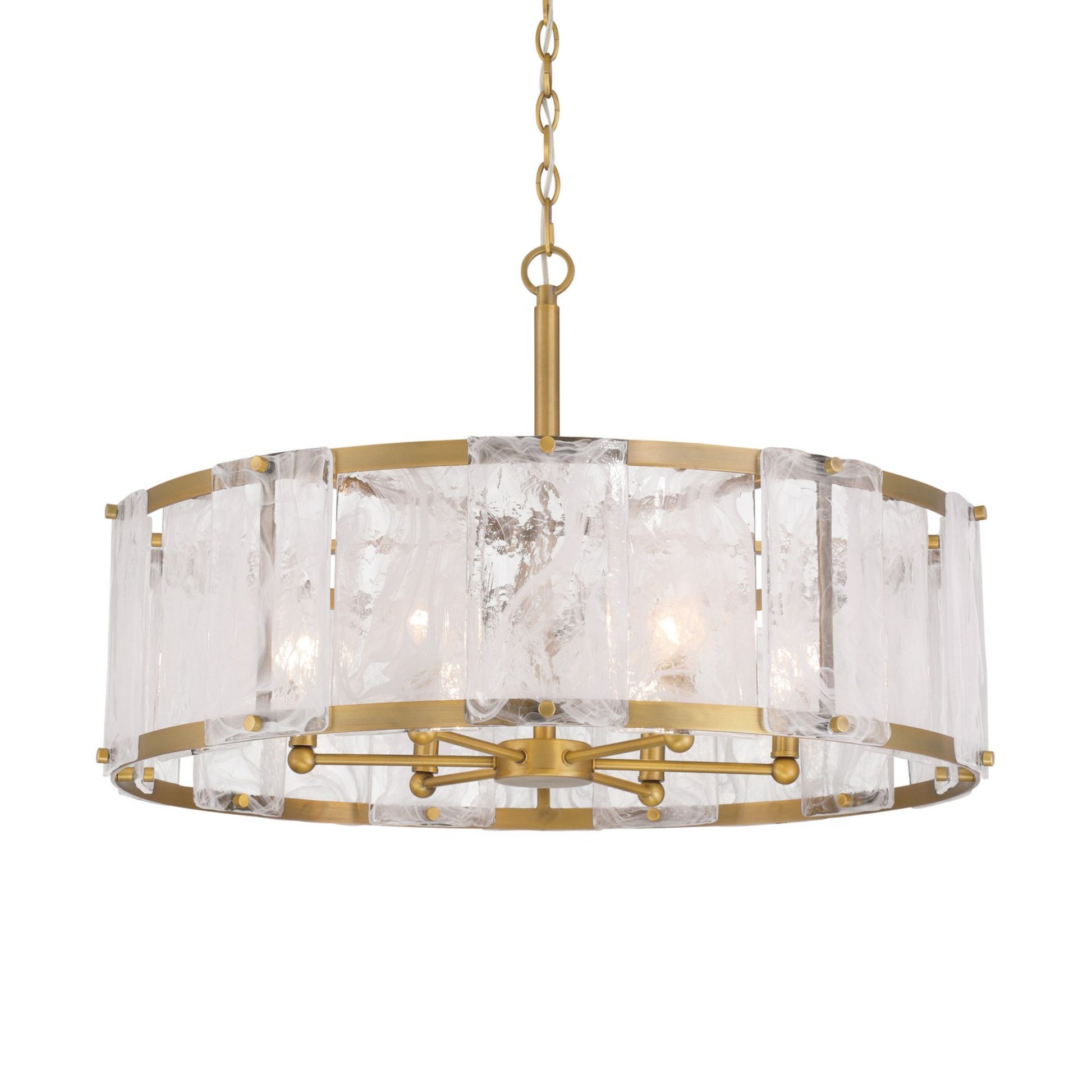 Veil 28" 6-Light Pendant, Legacy Brass Finish - Bees Lighting