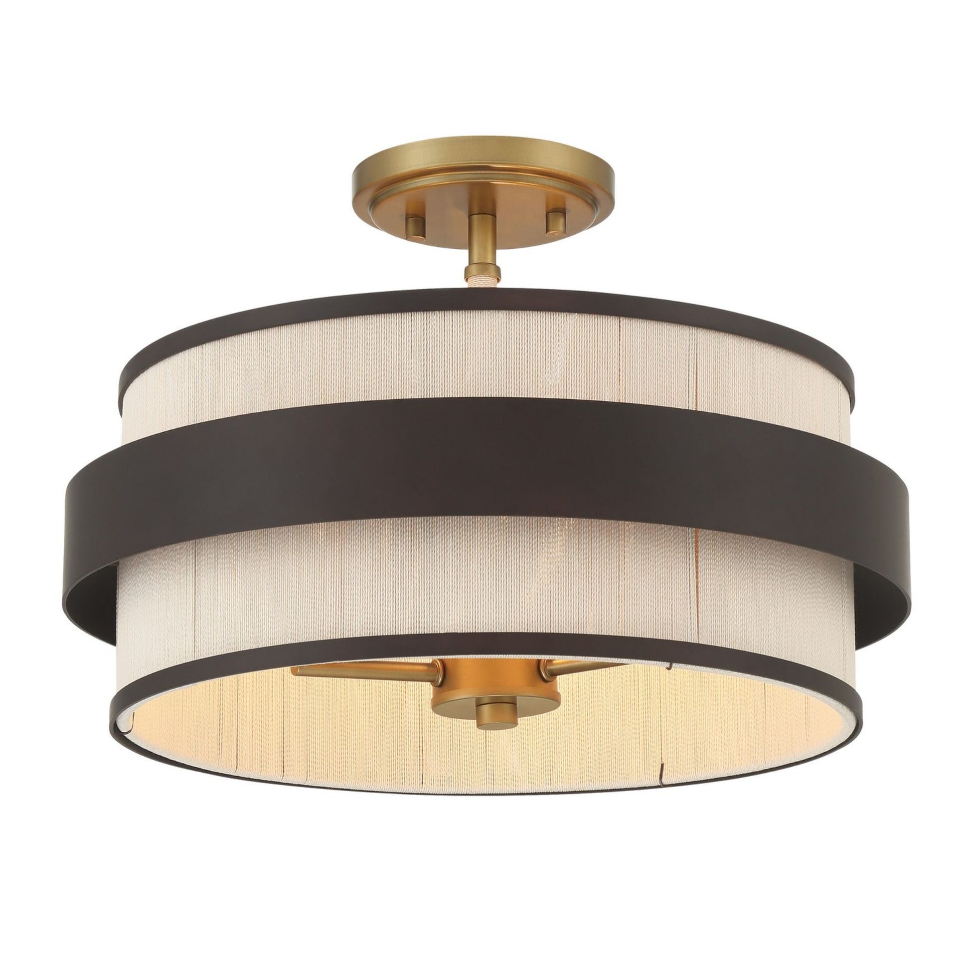 Harbor Wrap 16" 3-Light Semi-Flush Mount, Legacy Brass & Bronze Finish - Bees Lighting