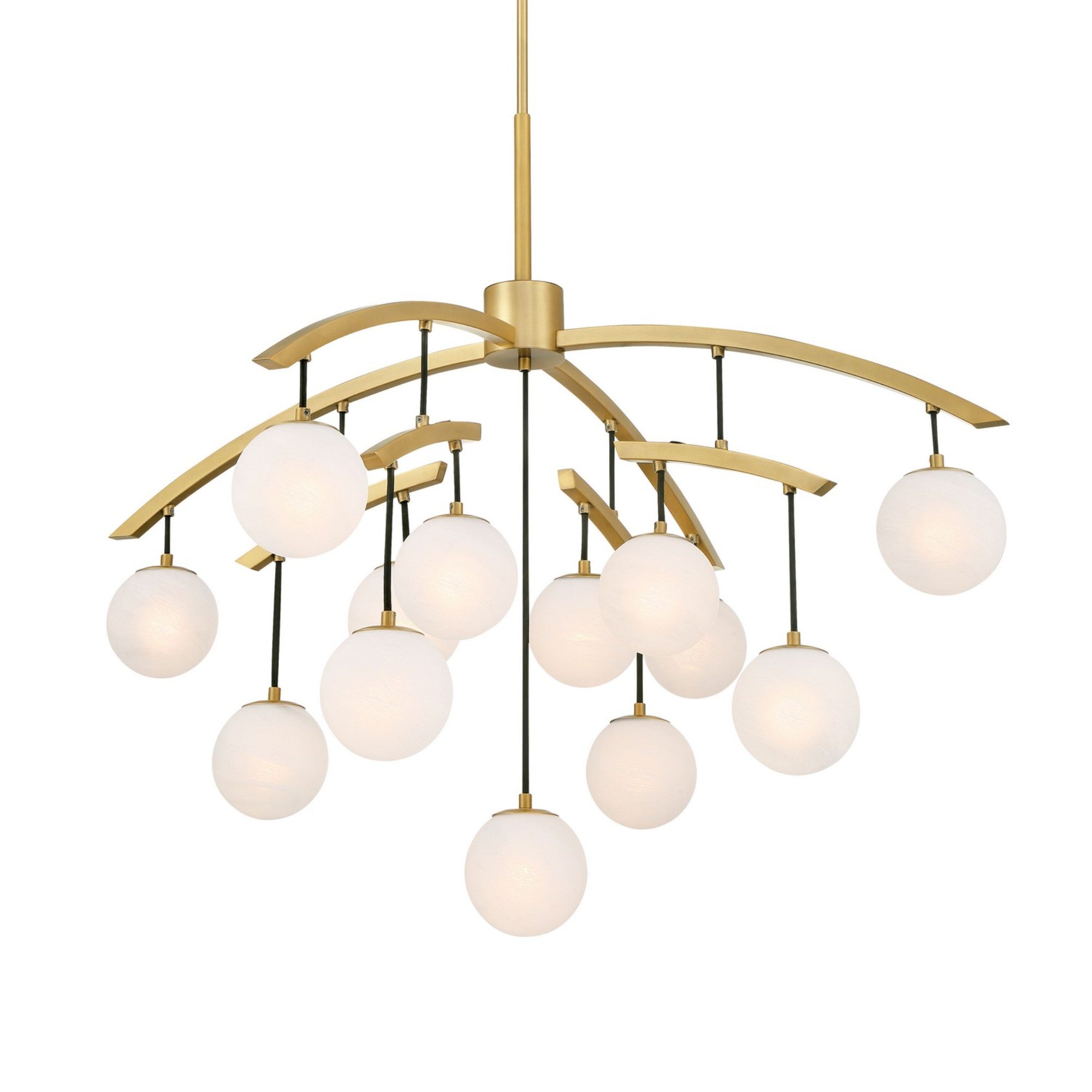 Curven 42" 13-Light Chandelier, Legacy Brass Finish - Bees Lighting