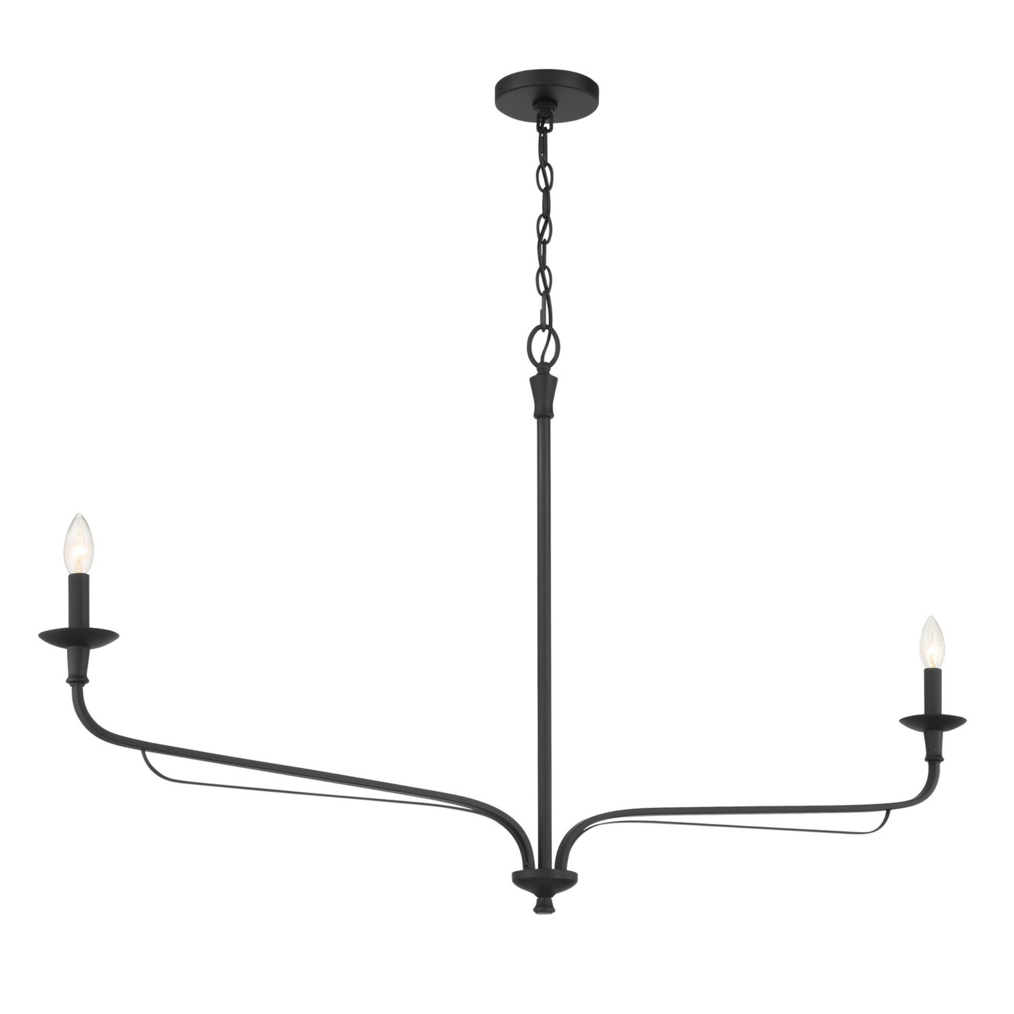 Velena 50" 2-Light Chandelier, Dark Matte Black Finish - Bees Lighting