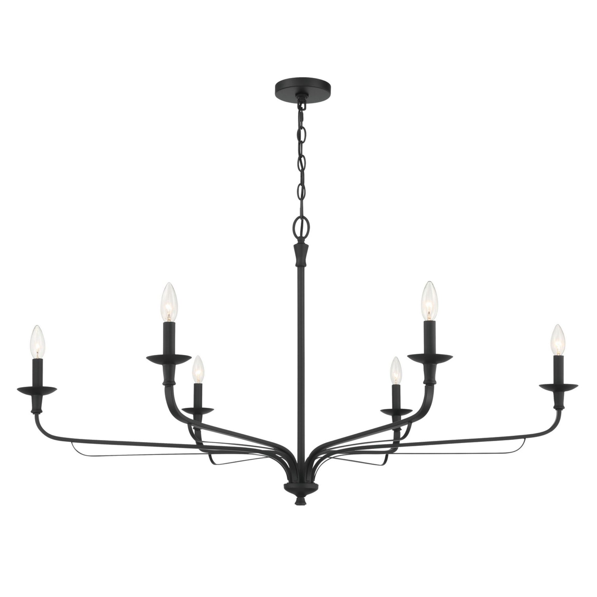 Velena 47" 6-Light Chandelier, Dark Matte Black Finish - Bees Lighting