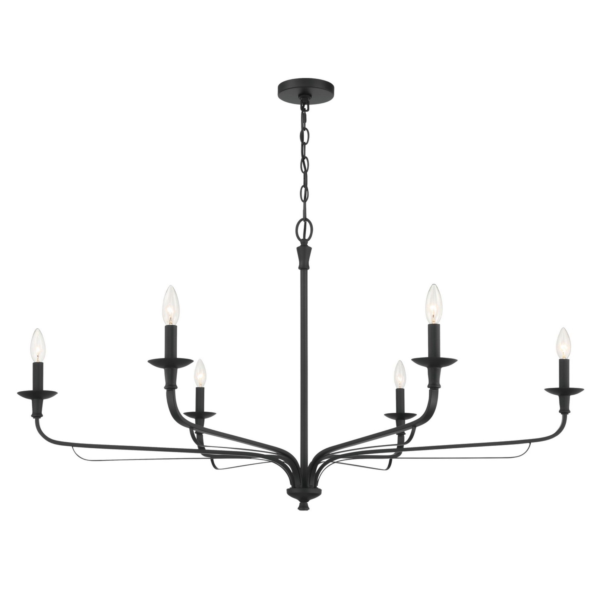 Velena 47" 6-Light Chandelier, Dark Matte Black Finish - Bees Lighting