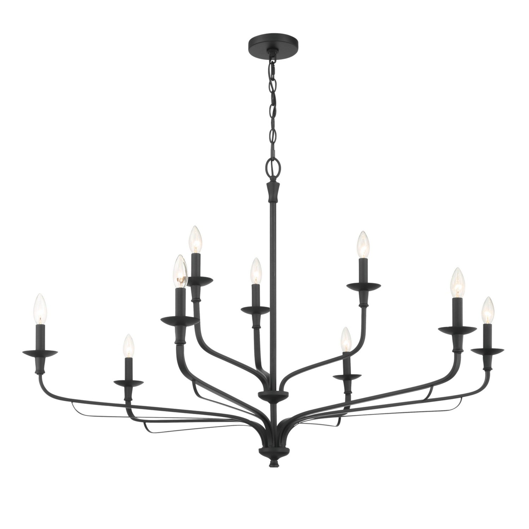 Velena 47" 9-Light Chandelier, Dark Matte Black Finish - Bees Lighting