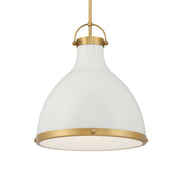 Lynk 17" Pendant, Legacy Brass & Off White Cream Finish - Bees Lighting