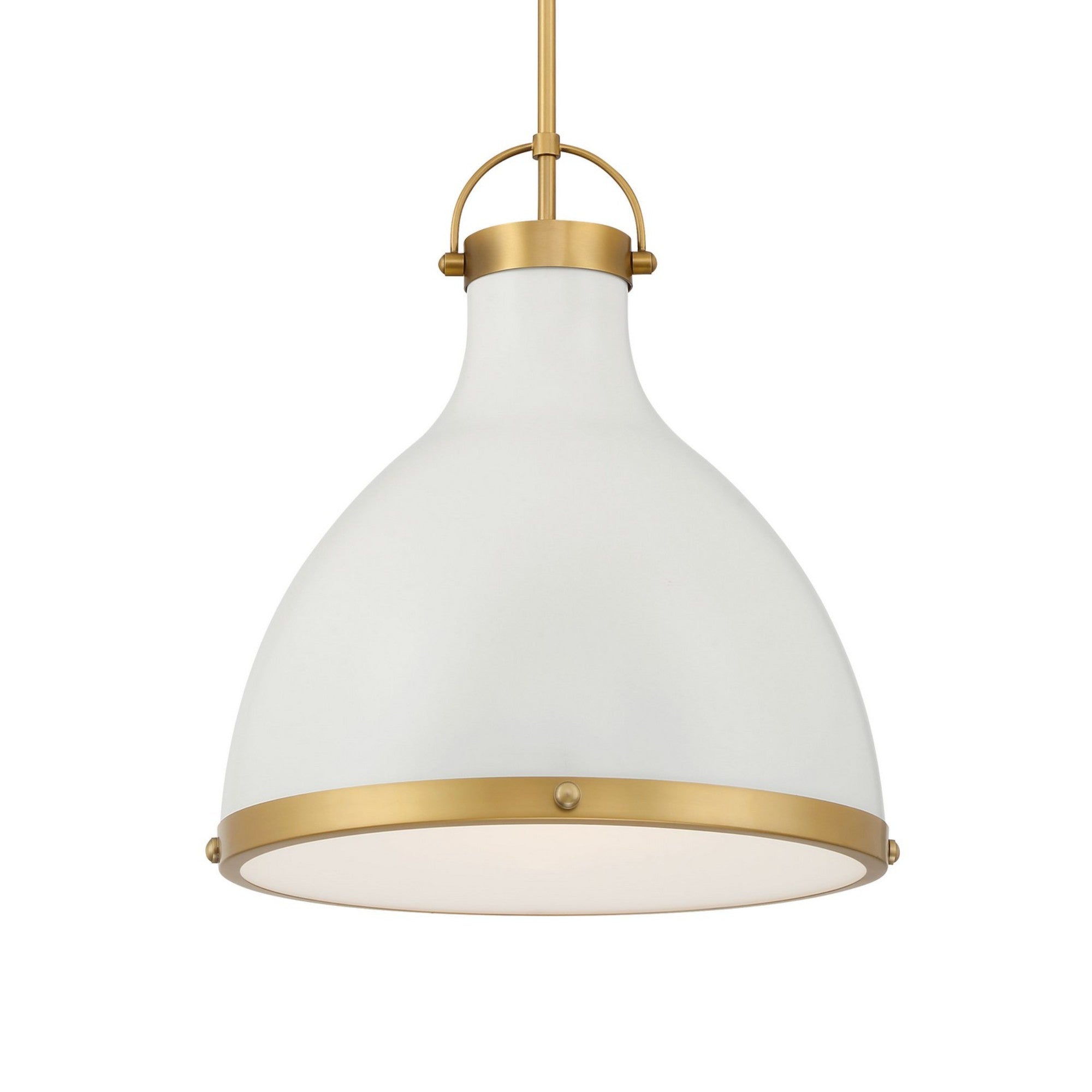 Lynk 17" Pendant, Legacy Brass & Off White Cream Finish - Bees Lighting
