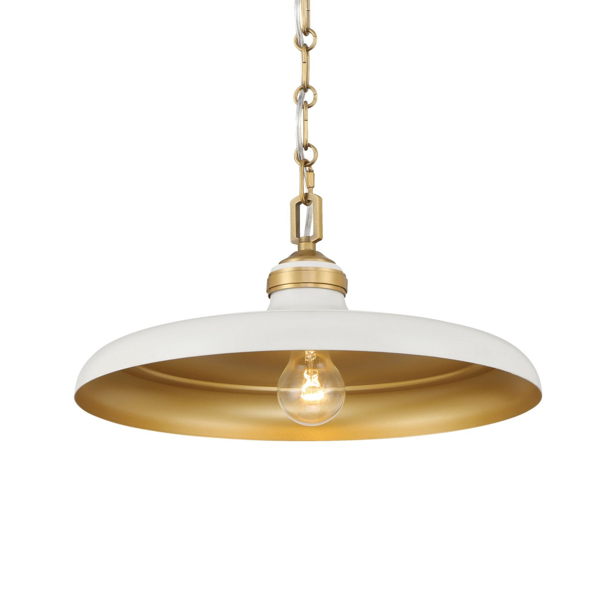 Crowne 16" Pendant, Legacy Brass & Off White Cream Finish - Bees Lighting