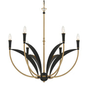 Miller 28" 6-Light Chandelier, Legacy Brass & Sand Coal Finish - Bees Lighting