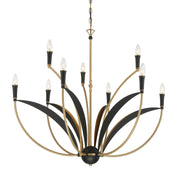 Miller 36" 9-Light Chandelier, Legacy Brass & Sand Coal Finish - Bees Lighting