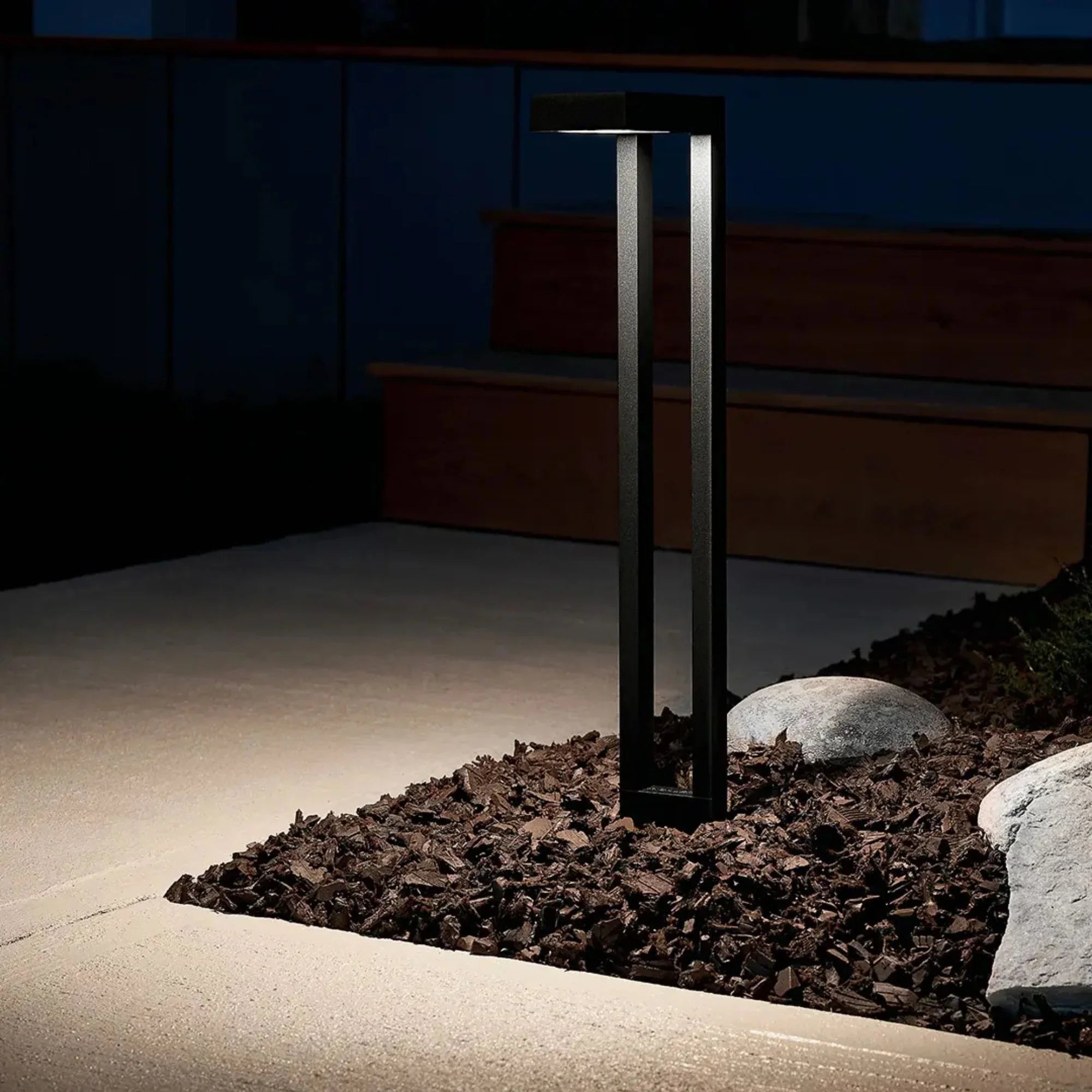 Kichler Two Arm Contemporary 22″ Path Light in Textured Black