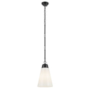 Marsailli 12" Pendant, Black Finish, Opal Glass - Bees Lighting