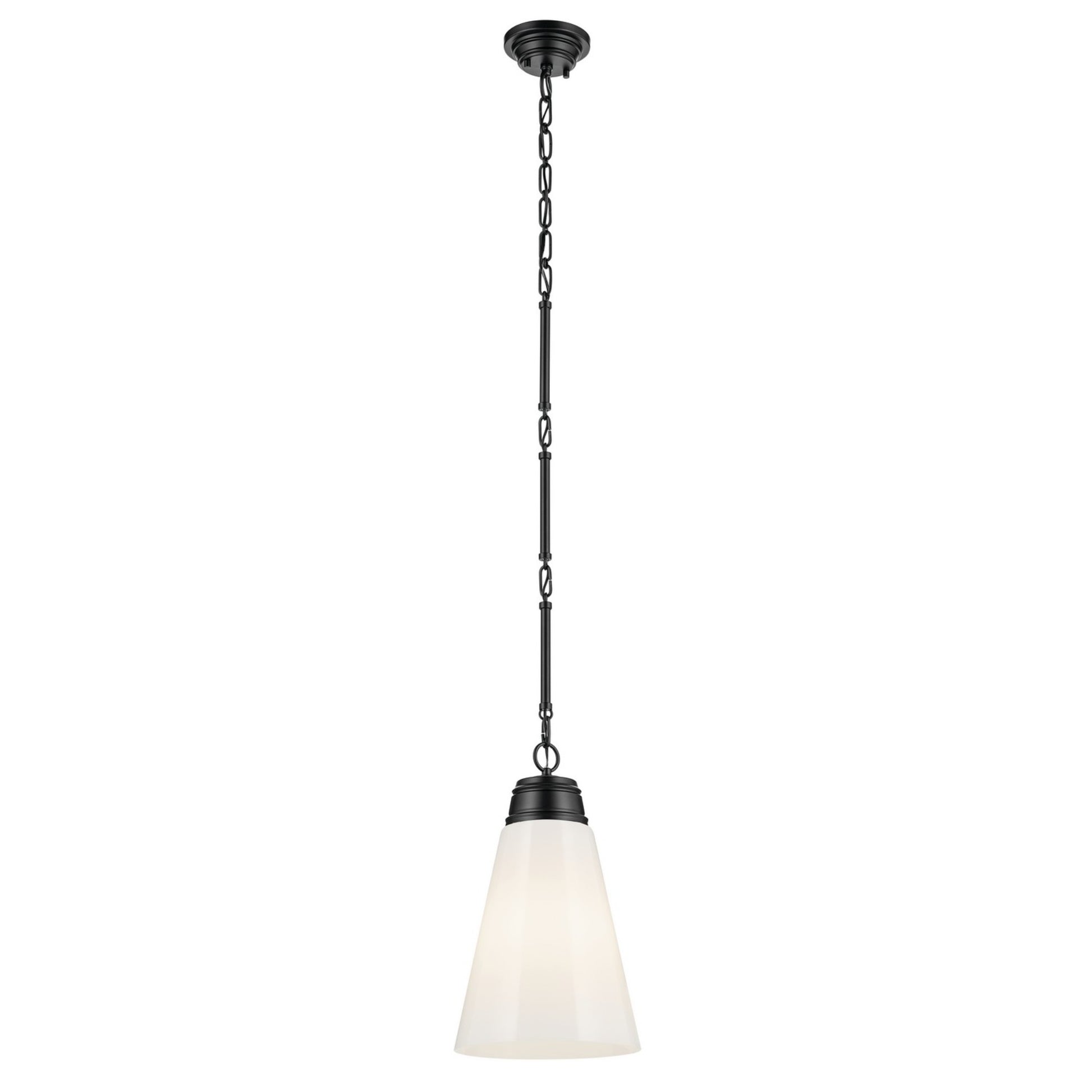 Marsailli 12" Pendant, Black Finish, Opal Glass - Bees Lighting