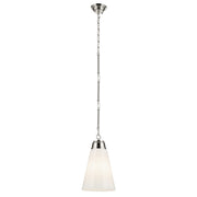 Marsailli 12" Pendant, Polished Nickel Finish, Opal Glass - Bees Lighting
