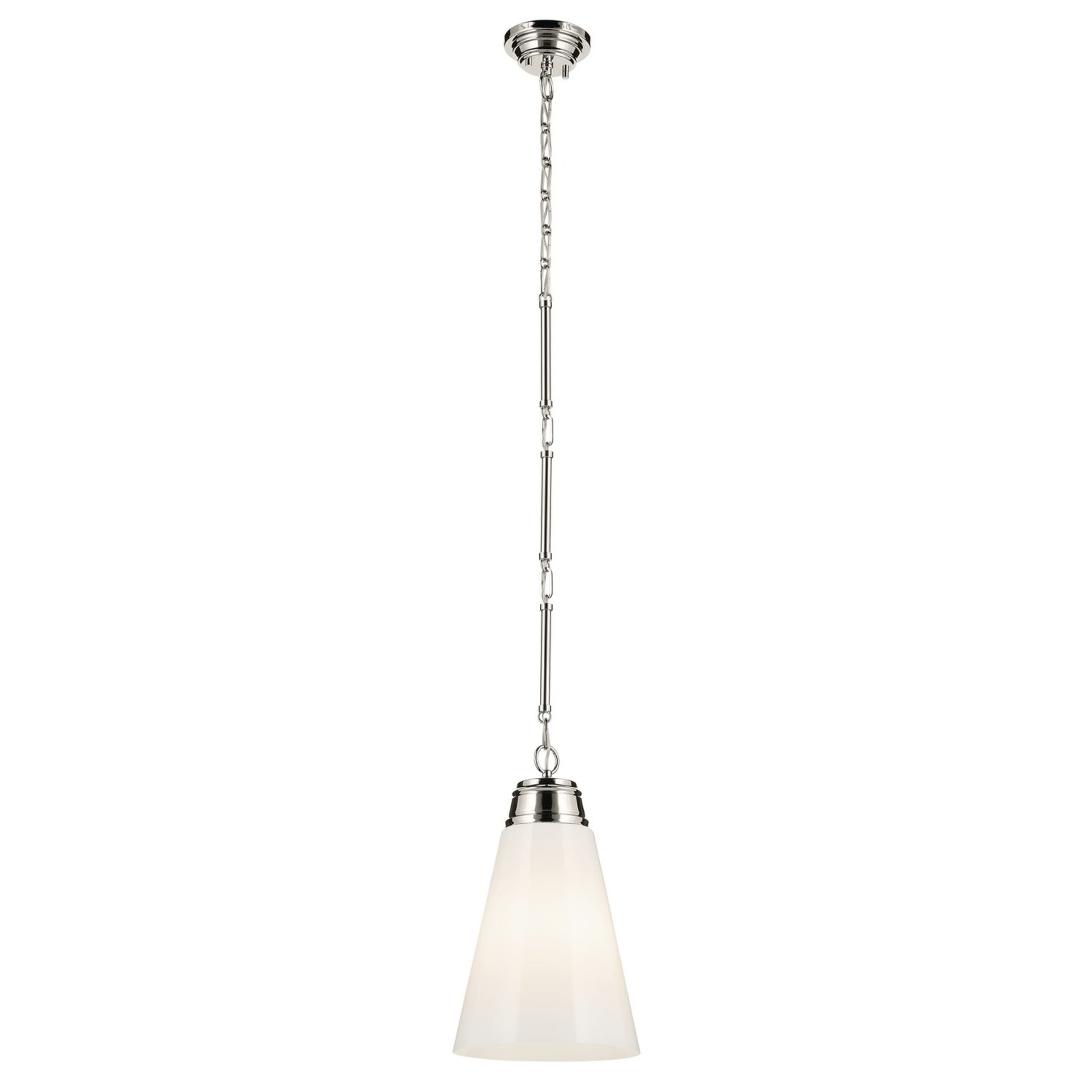 Marsailli 12" Pendant, Polished Nickel Finish, Opal Glass - Bees Lighting