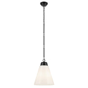 Marsailli 16" Pendant, Black Finish, Opal Glass - Bees Lighting
